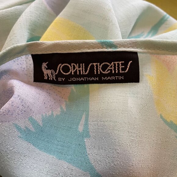 Vintage Jonathan Martin Pastel Floral Print Semi-Sheer 3/4 Sleeve Dress XL - Picture 6 of 7